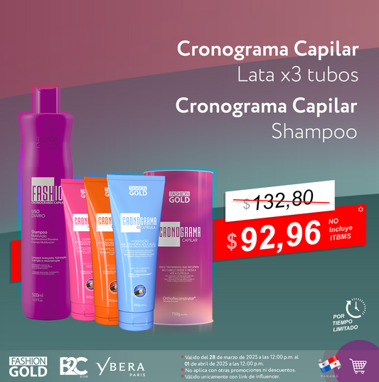 Cronograma Capilar Lata x3 Tubos 250gr + Shampoo 500 ml