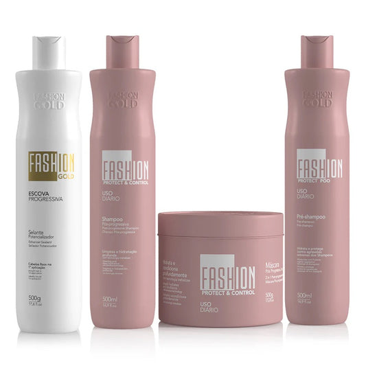 Fashion Gold - Alisado en Casa 500gr + PrePoo Shampoo 500ml + Shampoo 500ml + Mask 500 gr