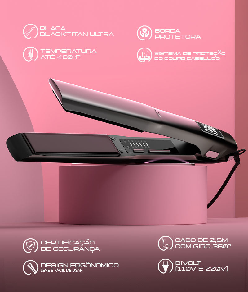 Plancha de Cabello Fashion Gold - Stylist Blacktitan Ultra
